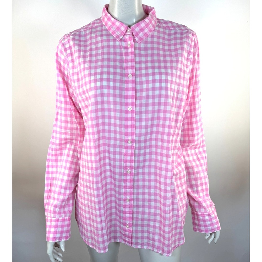 J Crew Classic Cotton Shirt Women 18 EUC Long Sleeve LightweightCollared Gingham